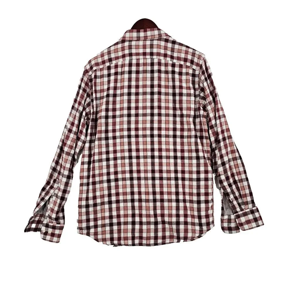 Banana‎ Republic Standard Fit Button Down Shirt Mens Plaid Checked Red White M